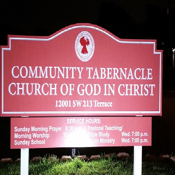 Church Sign at Night 2